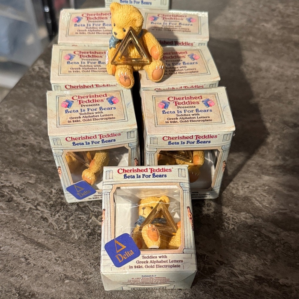 Vintage Cherished Teddies Greek Alphabet DELTA Miniature Bear #306037